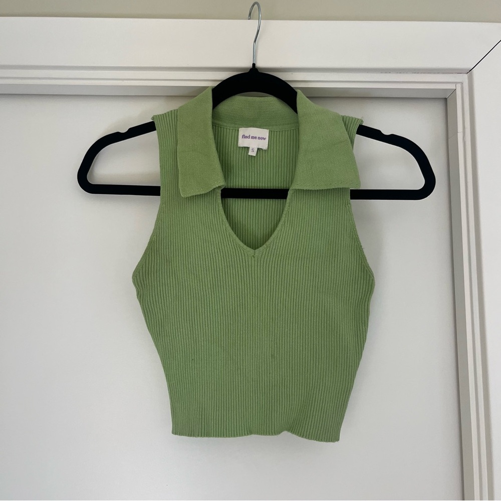 Stylish Green Ribbed Tank Top